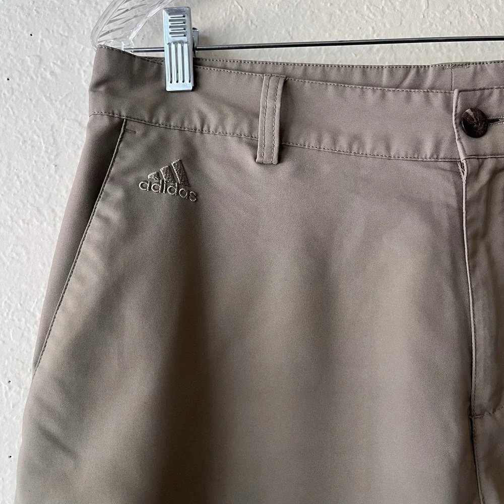 Adidas Golf Shorts Mens Tan Climalite Flat Front Athletic Size 32‎